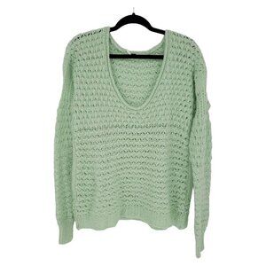 Free People womens medium Crashing Waves pullover open knit sweater wool blend